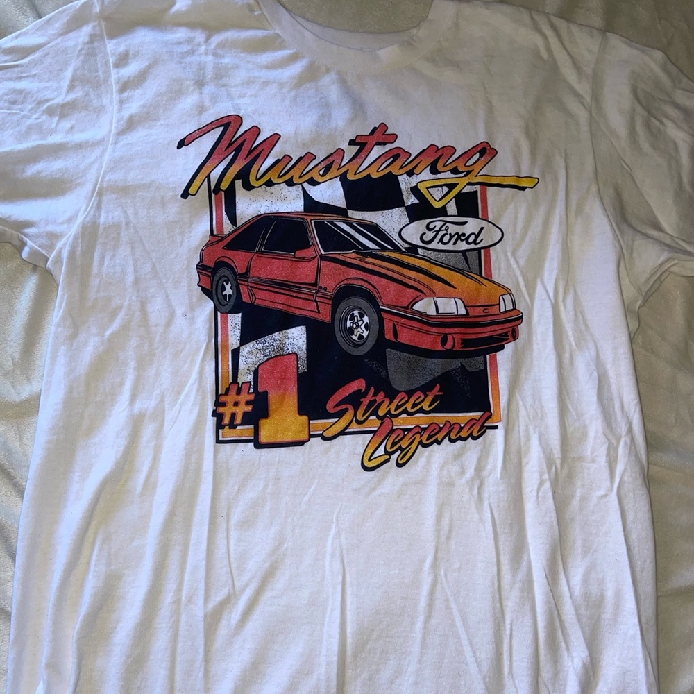 Ford Mustang Men's White and Red Graphic Tee